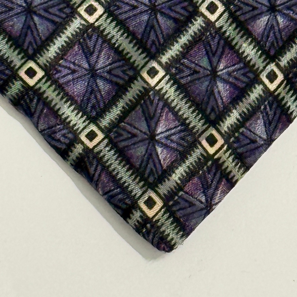 Vintage Adolfo Couture Purple Geometric 100% Silk Necktie Men's Classic Tie - Picture 2 of 9